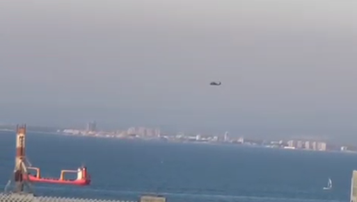 An Israeli helicopter carrying casualties to Rambam hospital in Occupied haifa